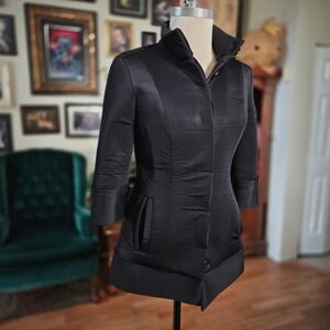 Jonathan Saunders Target Black Funnel Neck Jacket 3/4 Sleeve Modern XS Coat